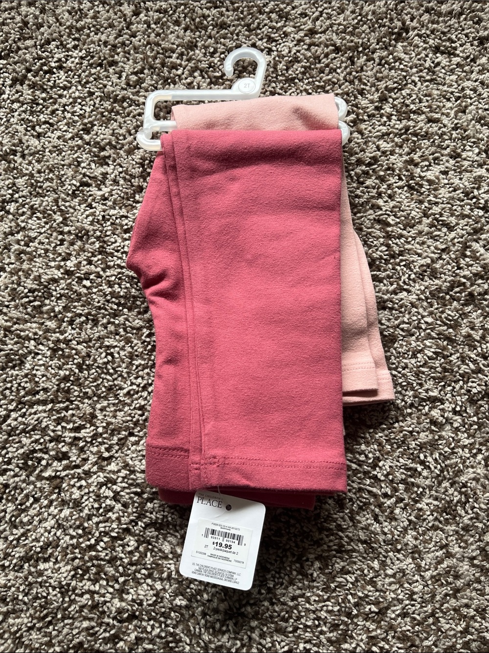 The Children's Place Pink and Light Pink Fleece Leggings Set
